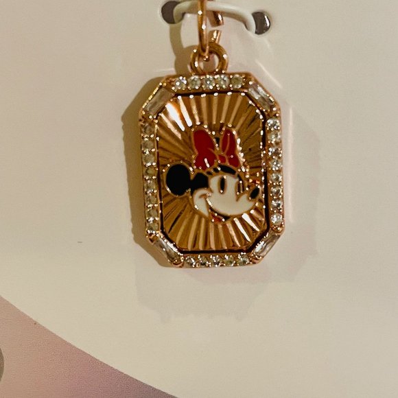 DISNEY Cubic Zirconia Enamel rose gold plated, Minnie Mouse Pendant Necklace,16" - Picture 11 of 14